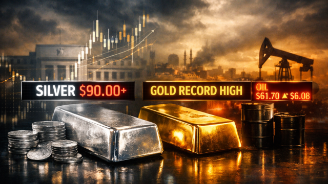 Commodity wrap: silver shatters $90/oz barrier, gold continues rally; oil climbs
